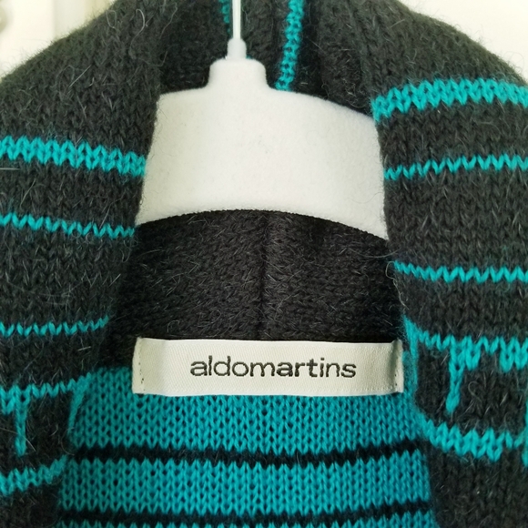 Anthro Aldomartins Wool Alpaca Mixed Design Long Cardigan Sweater Coat US 4 - Picture 6 of 8